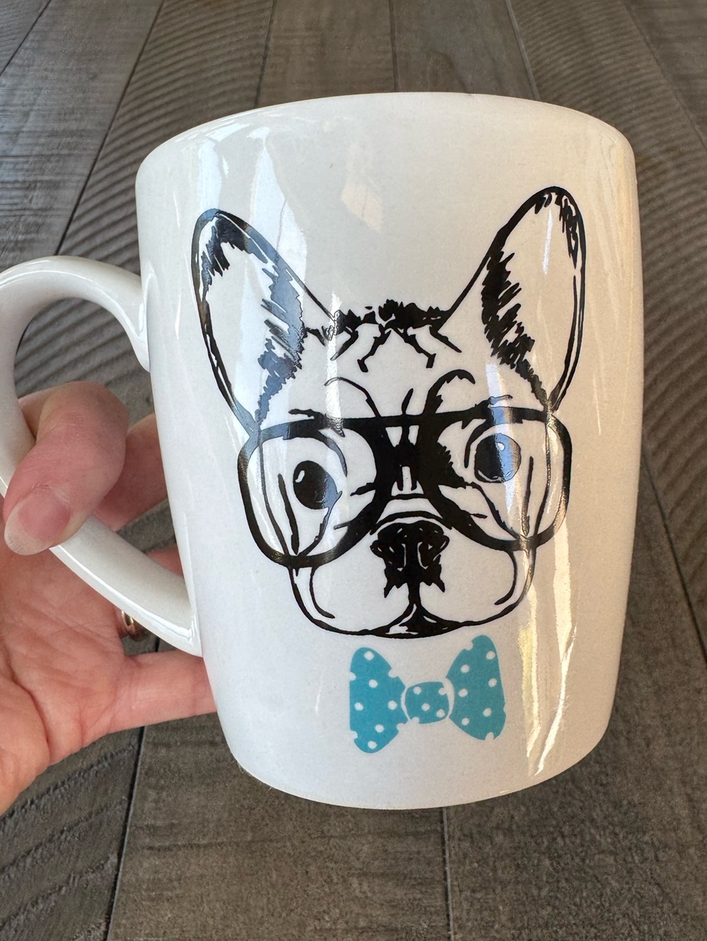 Elle Decor White Ceramic French Bulldog Coffee or Tea Mug